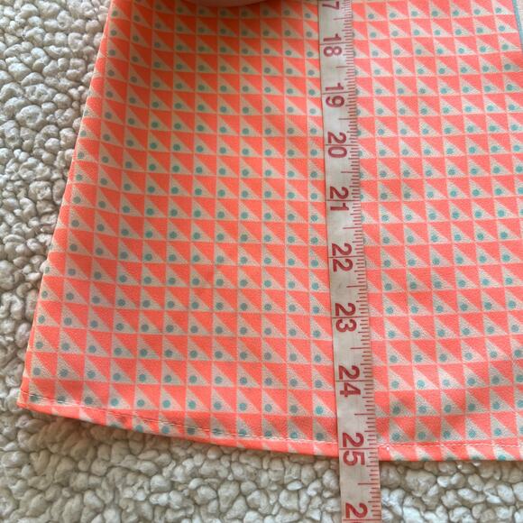 Julie Brown Orange Teal Geo Print Sleeveless Button Up 2 - Picture 12 of 12